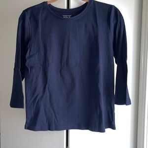 Christopher & banks 3/4 length sleeve navy cotton shirt